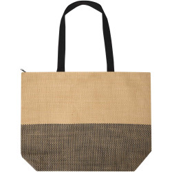 Grand sac fourre-tout publicitaire en papier paille Rhythm avec fermeture à glissière, 21 L