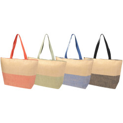 Grand sac fourre-tout publicitaire en papier paille Rhythm avec fermeture à glissière, 21 L