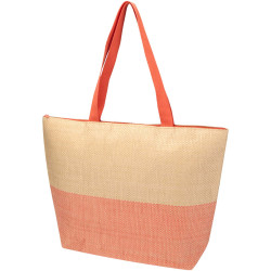 Grand sac fourre-tout publicitaire en papier paille Rhythm avec fermeture à glissière, 21 L
