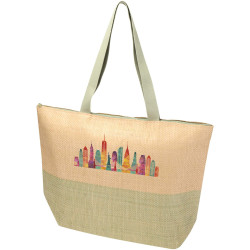Grand sac fourre-tout publicitaire en papier paille Rhythm avec fermeture à glissière, 21 L