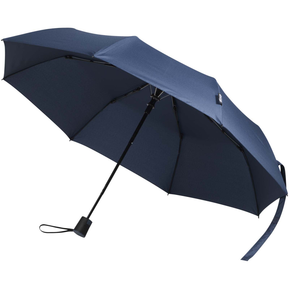 Parapluie publicitaire pliable Agnes 21 pouces à ouverture automatique en RPET