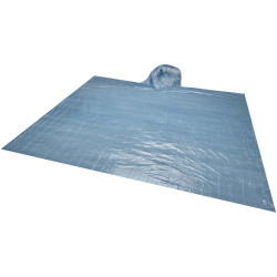 Poncho publicitaire anti-brouillard dans un étui rond en plastique avec mousqueton