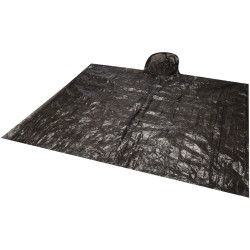 Poncho publicitaire anti-brouillard dans un étui rond en plastique avec mousqueton