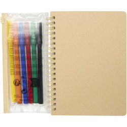 Cahier publicitaire à couverture rigide Squiggle B6 et lot de marqueurs