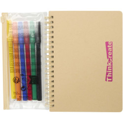 Cahier publicitaire à couverture rigide Squiggle B6 et lot de marqueurs