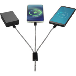 Câble publicitaire de recharge 5-en-1 Alphecca en aluminium recyclé et RPET