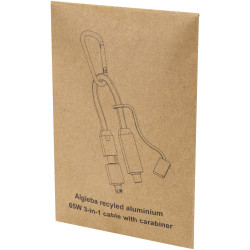 Câble publicitaire de recharge Algieba 65 W 3-en-1 en aluminium recyclé avec mousqueton