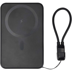 Batterie publicitaire externe magnétique SMART de 5 000 mAh en plastique recyclé avec cordon