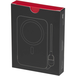 Batterie publicitaire externe magnétique SMART de 5 000 mAh en plastique recyclé avec cordon