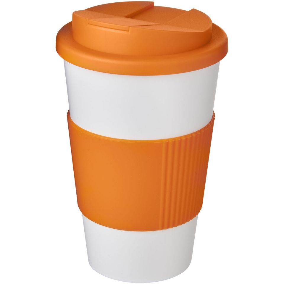 Gobelet isolant Americano® 350 ml antidérapant et couvercle anti-fuite publicitaire fabriqué en Europe PE recyclé Sans BPA