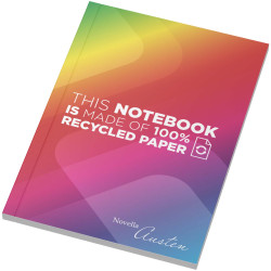 Cahier publicitaire Novella Austen A6 recyclé à couverture souple de 50 feuilles fabriqué en Europe