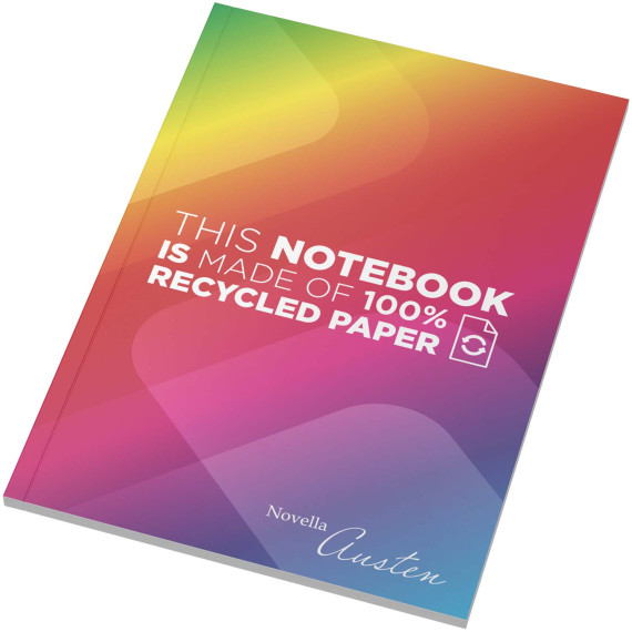 Cahier publicitaire Novella Austen recyclé A5 à couverture souple de 50 feuilles fabriqué en Europe