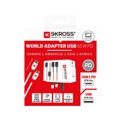 Adaptateur publicitaire universel SKROSS® MUV AC65PD avec câble USB-C