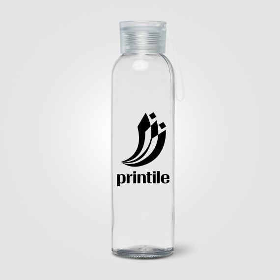 Gourde en verre personnalisable Solstra Essentials avec sangle en silicone 500 ml