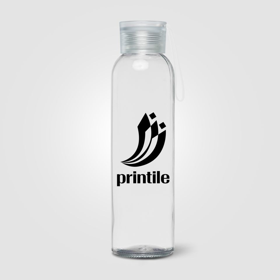 Gourde en verre personnalisable Solstra Essentials avec sangle en silicone 500 ml
