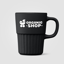 Mug publicitaire Majesty en céramique avec finition mate et relief cannelé 445 ml