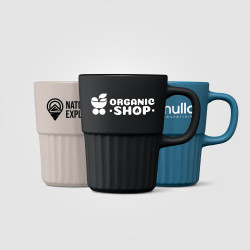 Mug publicitaire Majesty en céramique avec finition mate et relief cannelé 445 ml