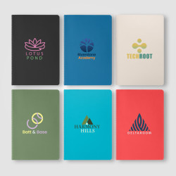 Carnet publicitaire A5 en papier recyclé à couture contrastées