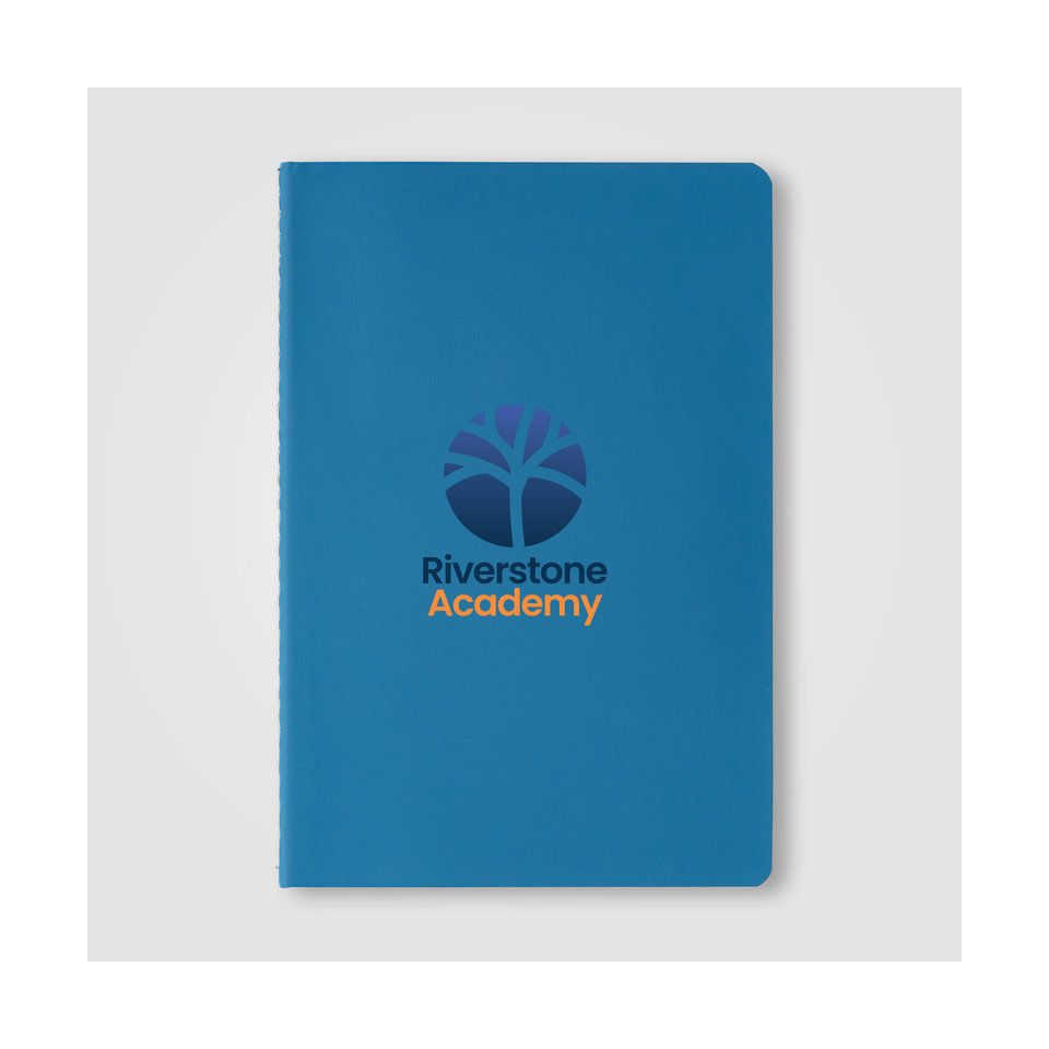 Carnet publicitaire A5 en papier recyclé à couture contrastées