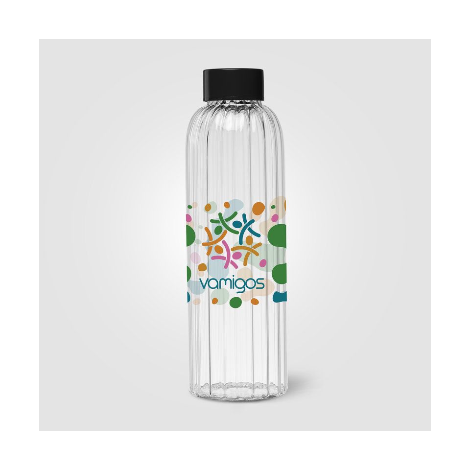 Gourde en verre personnalisée rainurée 620 ml quadri Express