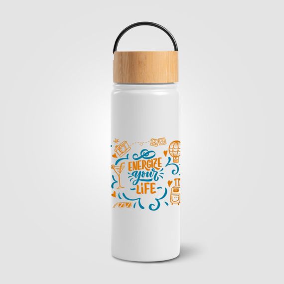 Bouteille personnalisée en acier inoxydable isotherme à double paroi 530 ml avec poignée