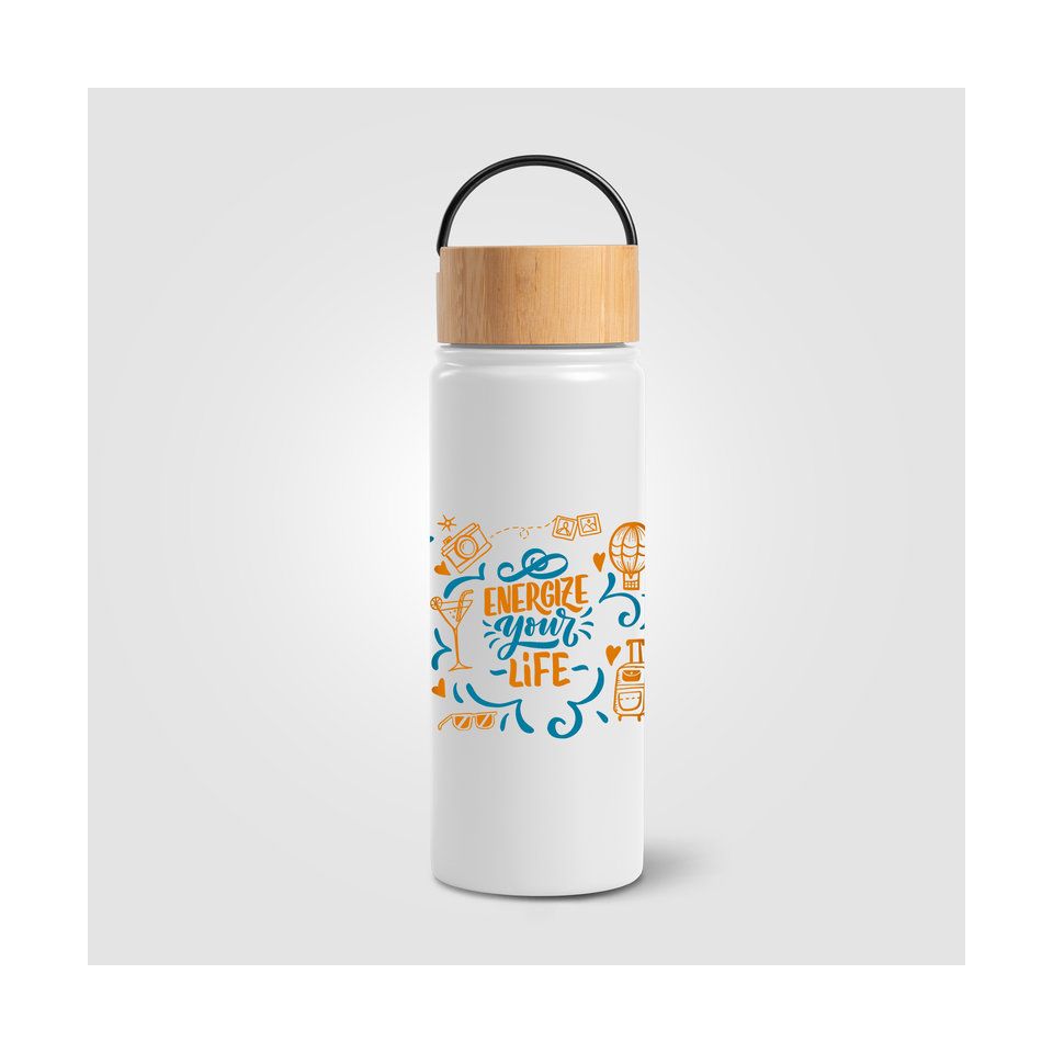 Bouteille personnalisée en acier inoxydable isotherme à double paroi 530 ml avec poignée