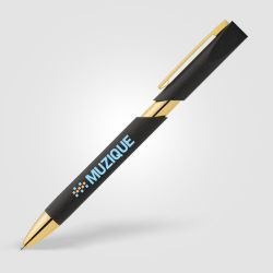 Stylo personnalisé Aurelia avec finition dorées en plastique recyclé