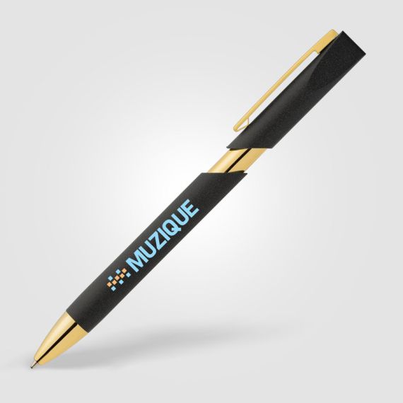 Stylo personnalisé Aurelia avec finition dorées en plastique recyclé