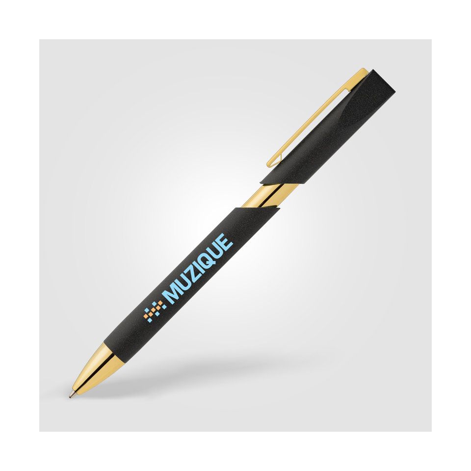 Stylo personnalisé Aurelia avec finition dorées en plastique recyclé