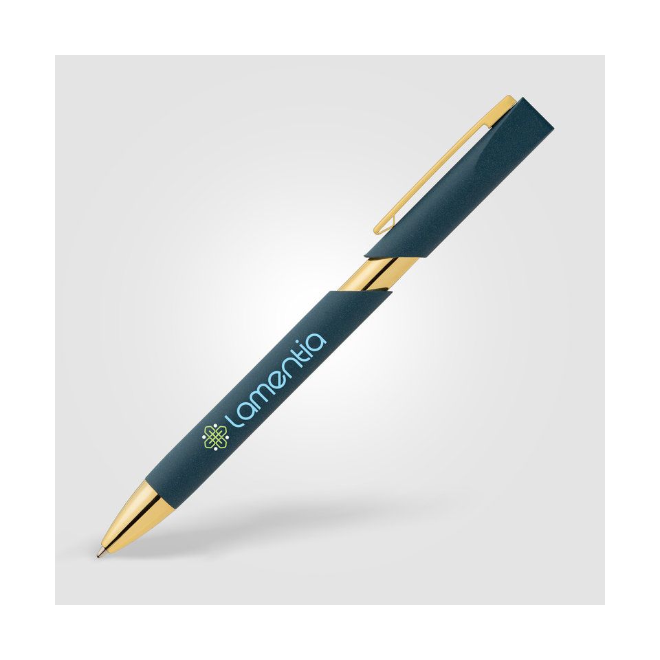 Stylo personnalisé Aurelia avec finition dorées en plastique recyclé