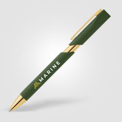 Stylo personnalisé Aurelia avec finition dorées en plastique recyclé