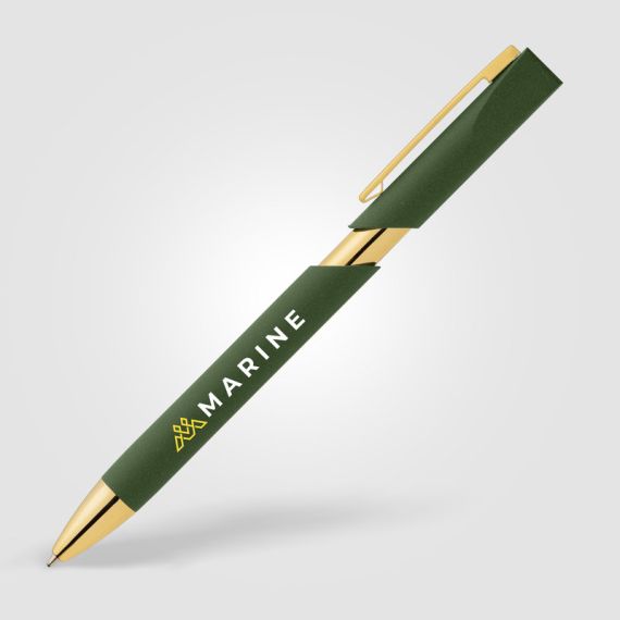 Stylo personnalisé Aurelia avec finition dorées en plastique recyclé