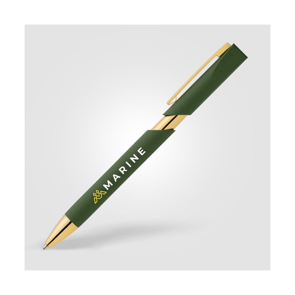 Stylo personnalisé Aurelia avec finition dorées en plastique recyclé