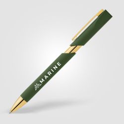 Stylo personnalisé Aurelia avec finition dorées en plastique recyclé