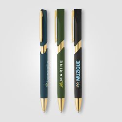 Stylo personnalisé Aurelia avec finition dorées en plastique recyclé