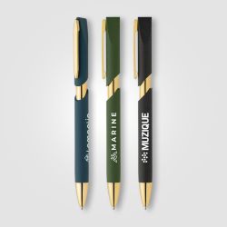 Stylo personnalisé Aurelia avec finition dorées en plastique recyclé