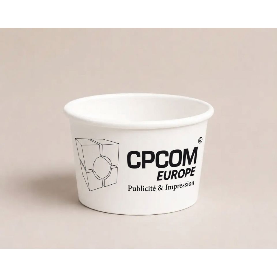 Pots à glace et contenant alimentaire personnalisé en carton blanc