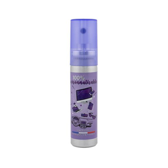 Spray nettoyant personnalisable en aluminium pour lunettes et écrans 22 ml Fabriqué en France