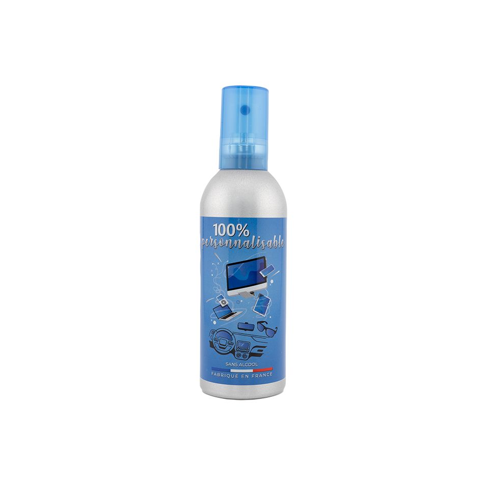 Spray nettoyant personnalisable en aluminium pour lunettes et écrans 100ml Fabriqué en France