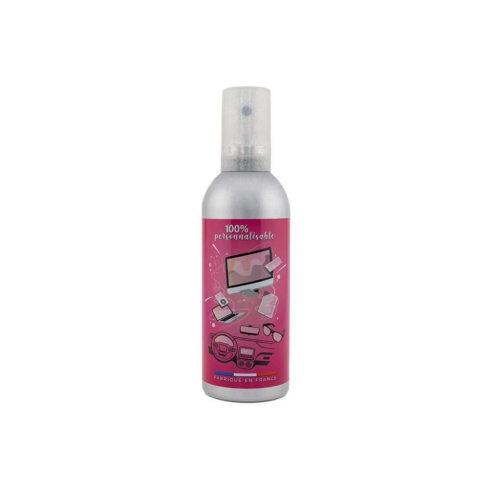 Spray nettoyant personnalisable en aluminium pour lunettes et écrans 100ml Fabriqué en France