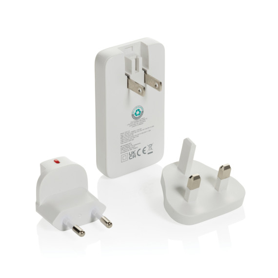 Chargeur publicitaire plat 65W GAN avec connecteurs universels Fluxo RCS
