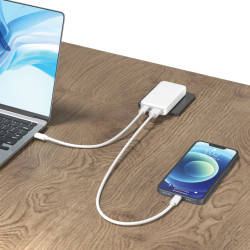 Chargeur publicitaire plat 65W GAN avec connecteurs universels Fluxo RCS