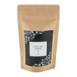 Sachet de grains de café torréfiés personnalisé du costa rica 40 gr fabriqué en Europe