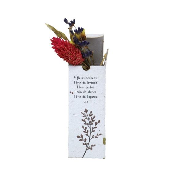 Fleurs publicitaires séchées en boite ensemencée