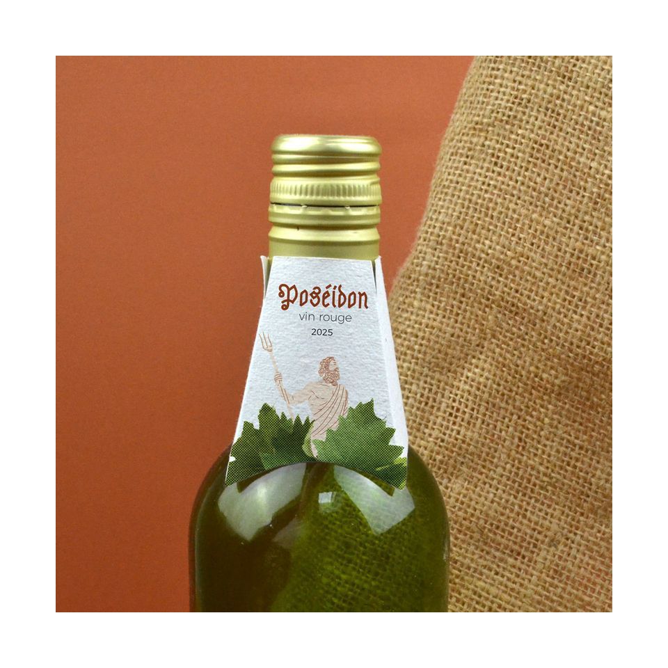 Collerette publicitaire graines bouteille 4 faces recto fabriquée en France
