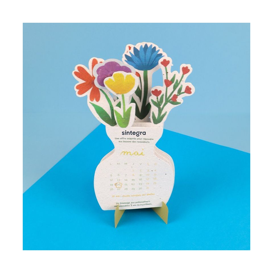 Calendrier publicitaire bouquet de fleurs fabriquée en France