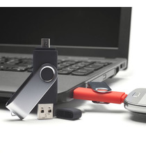 Clé USB personnalisable rotative double prise on the go