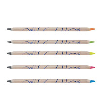 Crayon publicitaire bi-couleur en bois 176 mm graphite/fluo