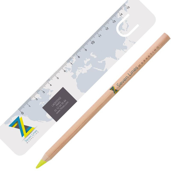Kit de bureau personnalisable crayon bois fluo