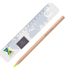 Kit de bureau personnalisable crayon bois fluo